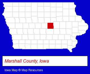 Iowa map, showing the general location of Marshalltown Trowel Company