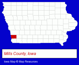 Iowa map, showing the general location of Glenwood Public Library