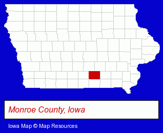 Iowa map, showing the general location of Albia Community School District