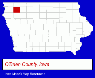 Iowa map, showing the general location of BAUM Harmon Mercy Hospital