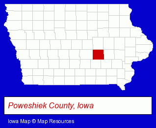 Iowa map, showing the general location of Ashing Machine & Tool Company