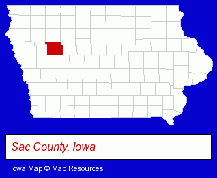 Iowa map, showing the general location of Noble Popcorn Farms