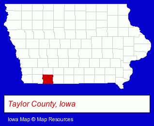 Iowa map, showing the general location of Bedford Community School District