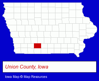Iowa map, showing the general location of Gibson Memorial Library
