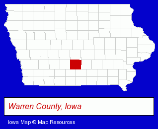 Iowa map, showing the general location of Southeast Warren Community School District