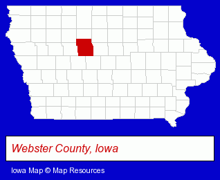 Iowa map, showing the general location of Drzycimski Nicholas J