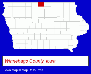 Iowa map, showing the general location of Forest City Community School District