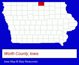 Iowa map, showing the general location of Kruger Dewey Music Center