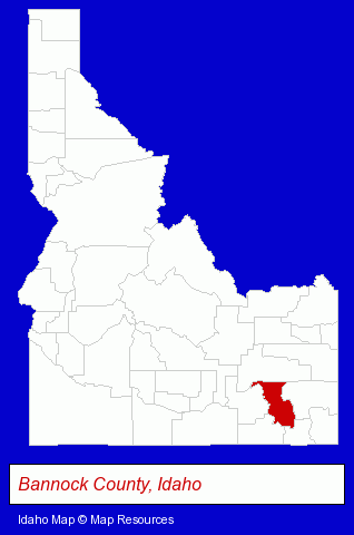 Idaho map, showing the general location of Brady's