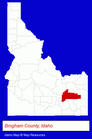 Idaho map, showing the general location of Dr. Paul L Hansen