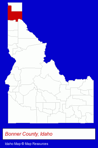 Idaho map, showing the general location of Beyond Hope Resort