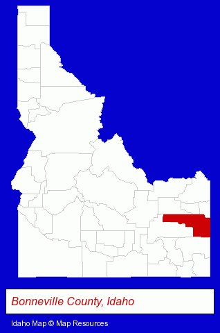 Idaho map, showing the general location of Teton Radiology
