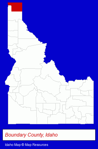 Idaho map, showing the general location of Colson Nursery Inc