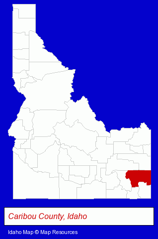 Idaho map, showing the general location of Caribou Industrial Coating
