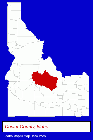 Idaho map, showing the general location of Mystic Saddle Ranch