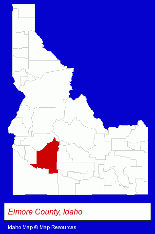 Idaho map, showing the general location of Dr. John E Goodrich