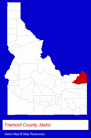 Idaho map, showing the general location of Henry's Fork Lodge