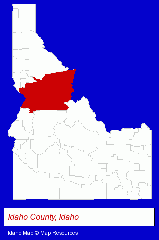 Idaho map, showing the general location of Syringa Cafe