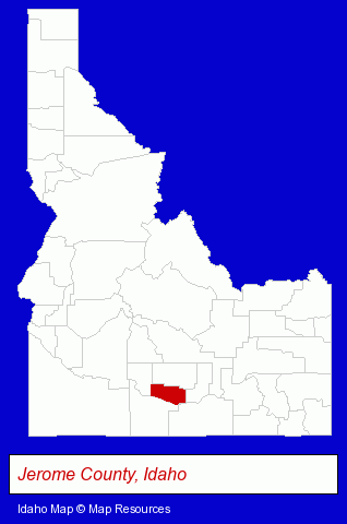 Idaho map, showing the general location of Caribou Construction Inc