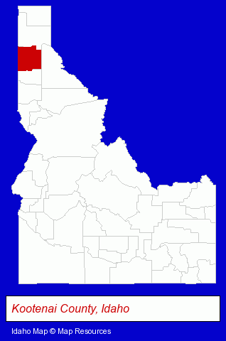 Idaho map, showing the general location of Bild Industries Inc