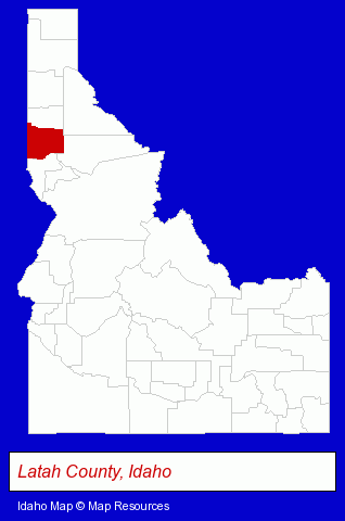 Idaho map, showing the general location of Pine Orchard
