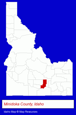 Idaho map, showing the general location of South Wind Farms Inc