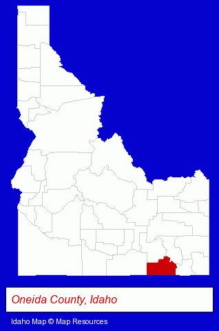 Idaho map, showing the general location of Hess Pumice Products