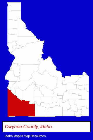 Idaho map, showing the general location of Homedale School District