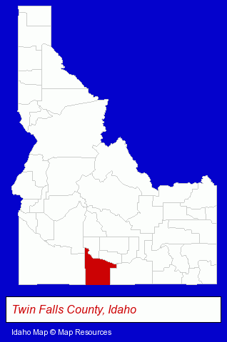 Idaho map, showing the general location of Barger Mattson Twin Falls Auto Inc