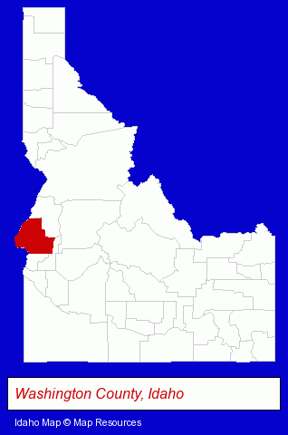 Idaho map, showing the general location of Cambridge High School