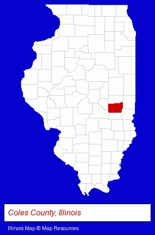 Illinois map, showing the general location of WEIU