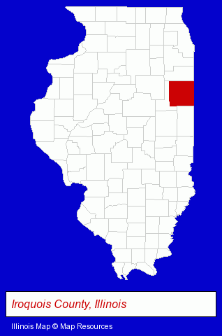 Illinois map, showing the general location of Prairieland Quilts
