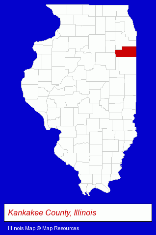 Illinois map, showing the general location of Olivet Nazarene University - Internet Address
