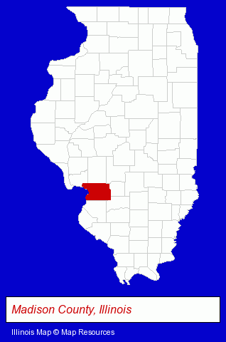Illinois map, showing the general location of Bradford National Bank