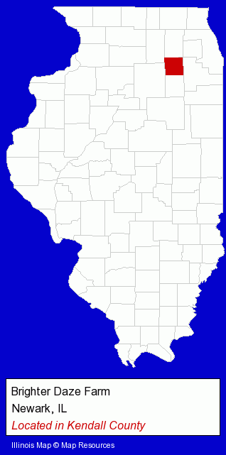 Illinois counties map, showing the general location of Brighter Daze Farm