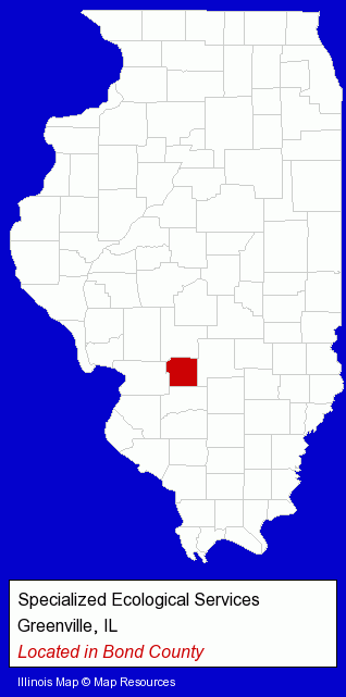 Illinois counties map, showing the general location of Specialized Ecological Services
