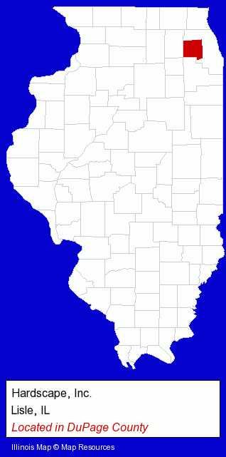 Illinois counties map, showing the general location of Hardscape, Inc.