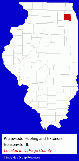 Illinois counties map, showing the general location of Krumwiede Roofing and Exteriors