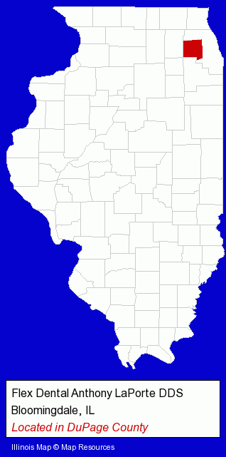 Illinois counties map, showing the general location of Flex Dental Anthony LaPorte DDS