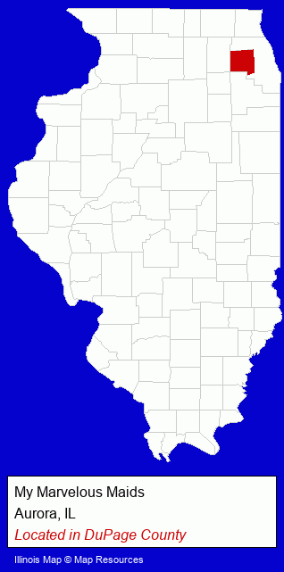 Illinois counties map, showing the general location of My Marvelous Maids