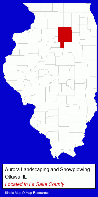 Illinois counties map, showing the general location of Aurora Landscaping and Snowplowing