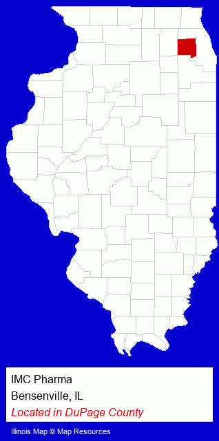 Illinois counties map, showing the general location of IMC Pharma