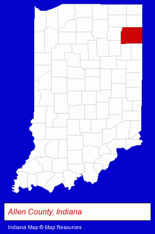 Indiana map, showing the general location of Master Spas