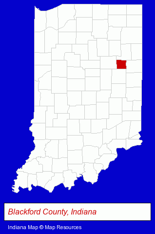 Indiana map, showing the general location of Sinclair Glass