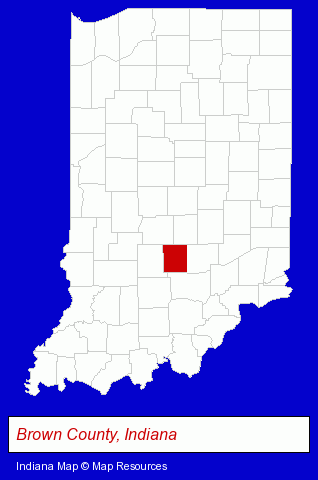 Indiana map, showing the general location of Brown County Public Library
