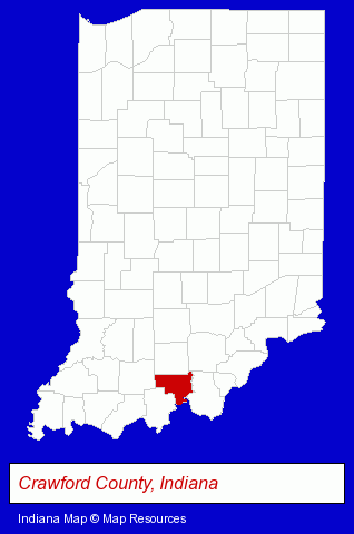 Indiana map, showing the general location of Crawford County Community School Sup