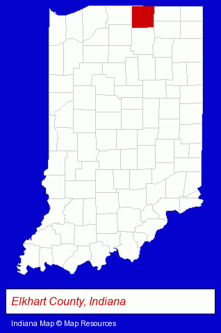 Indiana map, showing the general location of Blue Star Inc