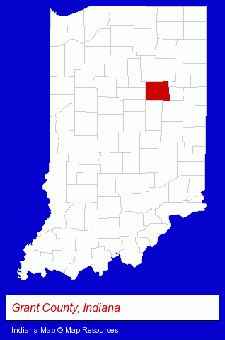 Indiana map, showing the general location of Comforts of Home Inc