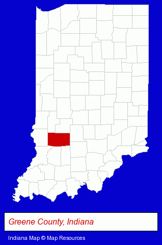 Indiana map, showing the general location of Greene County General Hospital