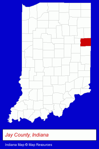 Indiana map, showing the general location of Jay Petroleum Inc